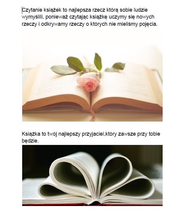 Plakat przedstawiający 2 otwarte książki, na jednej leży róża